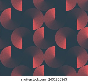 Spin Circles Vector Seamless Pattern Trend Retro Styled Red Abstract Background. Endless Graphic Repetitive Abstraction Stylish Wallpaper Subtle Dot Work Texture. Halftone Art Illustration for Textile