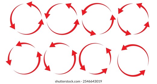Vector circular del color rojo de la flecha del giro para el diseño del fondo.
