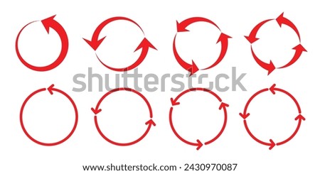 Spin circular arrow red color vector for background design.