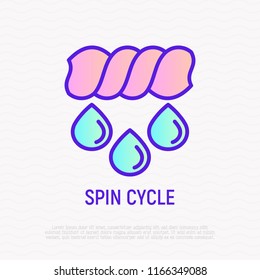 Spin cycle in washing machine. Thin line icon. Modern vector illustration.