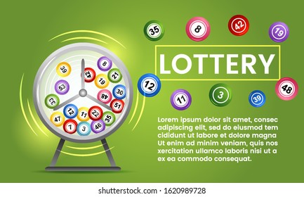 Spin The Drum With Bingo Balls. Lottery Counter. Vector Illustration