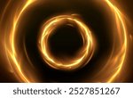 Spin fire rings with glowing tongues of flame and sparks. Realistic 3d vector illustration of round fiery frame with light effect. Magic portal with bright yellow hot burnt circles with blaze.