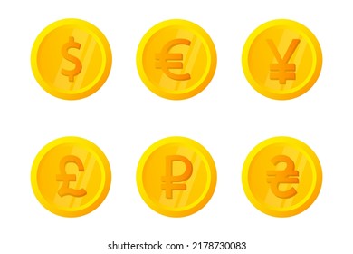 Spin gold coin, flip and rotate. Bank or financial. Gambling games.
