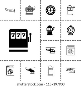 Spin icon. collection of 13 spin filled and outline icons such as roulette, slot machine, helicopter. editable spin icons for web and mobile.