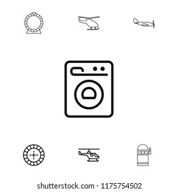 Spin icon. collection of 7 spin outline icons such as roulette, washing machine, helicopter. editable spin icons for web and mobile.