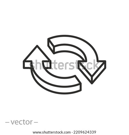 spin icon, recycle round, arrows circle, thin line symbol on white background - editable stroke vector illustration eps10