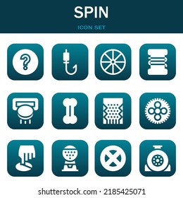 spin icon set. Vector  illustrations related with Question mark, Fishing rod and Wheel