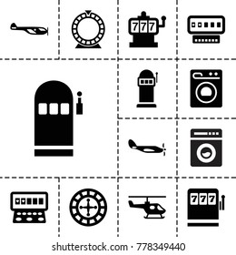 Spin icons. set of 13 editable filled spin icons such as helicopter, slot machine, washing machine, roulette
