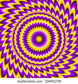 Spin illusion with the growing sphere