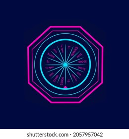 Spin lucky game Line Pop Art logo. Colorful design with dark background. Abstract vector illustration. Isolated black background for t-shirt, poster, clothing, merch, apparel, badge design