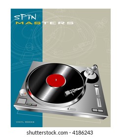 Spin Masters is the header and Vinyl Rocks bottom left (vector image fully editable and resizable)