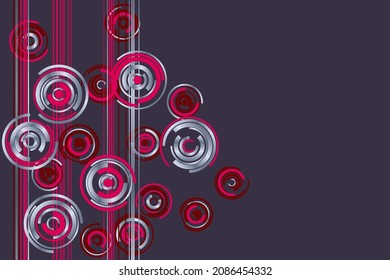 El círculo de rotación gira forma el fondo del vector de movimiento. Bandas verticales de línea. Las formas redondeadas giran el fondo tecnológico del movimiento. Diseño vectorial de fondo de banner de movimiento múltiple. Rotación de elementos