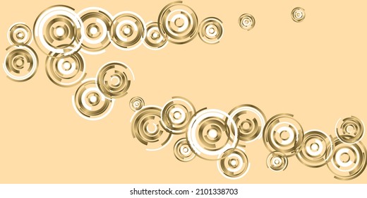 Spin rotation circle shapes motion vector background. Rotating circles round shapes spin motion tech background. Twirl motion vector design. Rotating gold elements isolated