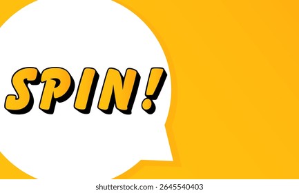 Spin speech bubble. Bold outline, comic style shape, vibrant background, dialog element, visual communication, announcement layout, message highlight, template for interaction.