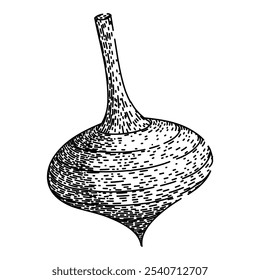 spin spinning top hand drawn. rotation physics, motion axis, momentum friction spin spinning top vector sketch. isolated black illustration