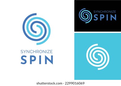 Giro Espiral Vortex Curva de rotación Swirl Huella digital de la línea de hidromasaje diseño logotipo