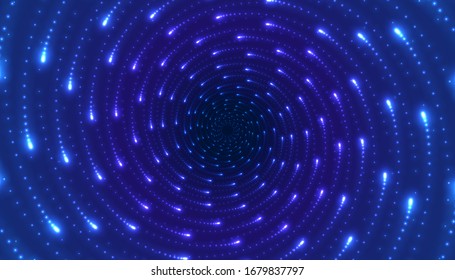 Giro de estrellas, vórtice de luces brillantes. Fondo vectorial.