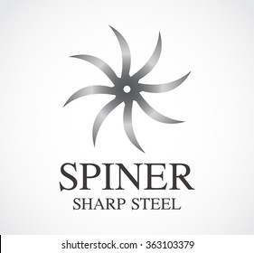 Spin steel of sharp circle abstract vector and logo design or template wheel metallic business icon of company identity symbol concept