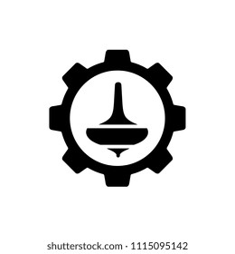 Spin Top Gasing Combined With Gear Symbol, Vector Logo or Icon Design