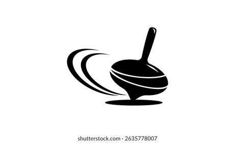 Spin top symbol, black isolated silhouette