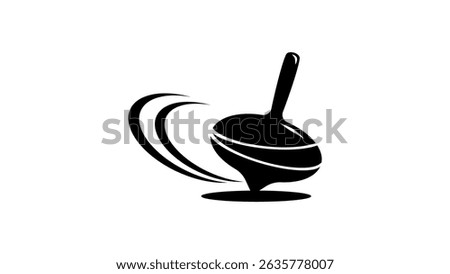 Spin top symbol, black isolated silhouette