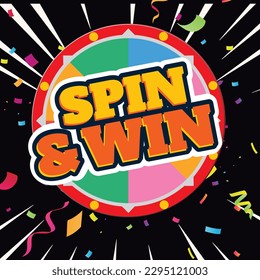 Spin and win colourful vector illustration. Explosive ribbon from the spin and win design. Colourful design. Vector spin and win.