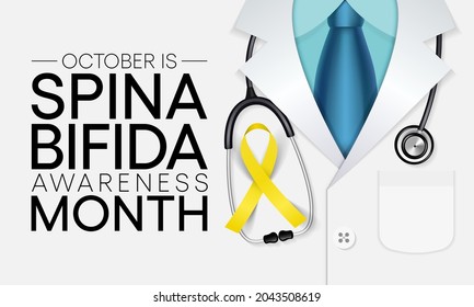 Spina Bifida Awareness Month Is Observed Every Year In October, Is A Condition That Affects The Spine And Is Usually Apparent At Birth. It Is A Type Of Neural Tube Defect (NTD). Vector Illustration