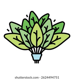 Spinach branch icon. Outline spinach branch vector icon color flat isolated on white