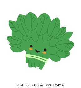 Bunch de espinacas con cara sonriente suave como ilustración de vectores de alimentación dietógena