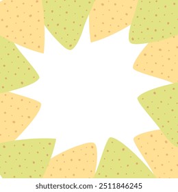 Spinach and corn Mexican Nachos Square frame border with copyspace. Inscription Template Isolated