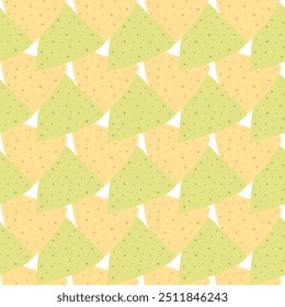 Spinach and Corn Nachos Seamless pattern in trendy soft yellow and green. Mexican food background