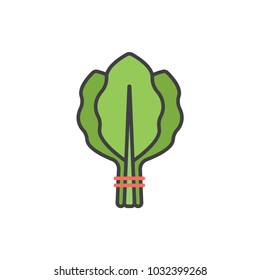 Spinach flat line colored icon.