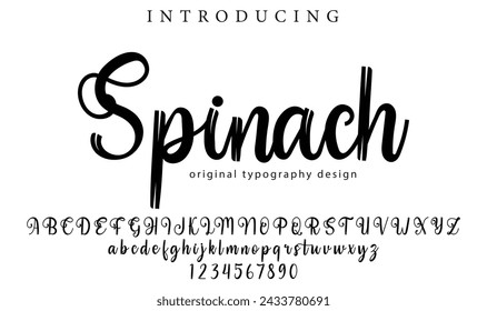 Spinach Font Stylish brush painted an uppercase vector letters, alphabet, typeface