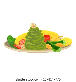 Spinach with fruit and vegetables icon. Cartoon of spinach with fruit and vegetables vector icon for web design isolated on white background