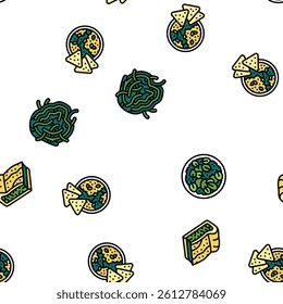 Spinach Healthy Eatery Ingredient Vector Seamless Pattern Thin Line Illustration