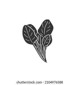 Spinach Icon Silhouette Illustration. Vegetable Nutrition Leaf Vector Graphic Pictogram Symbol Clip Art. Doodle Sketch Black Sign.