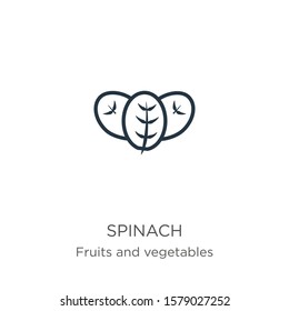 Spinach icon. Thin linear spinach outline icon isolated on white background from fruits and vegetables collection. Line vector sign, symbol for web and mobile