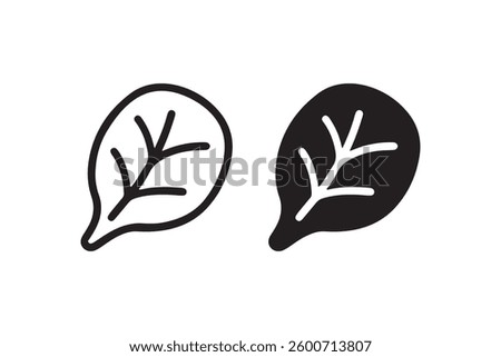 Spinach leaf icon in black and white Vector