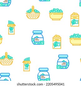 spinach leaf salad green food vector seamless pattern thin line illustration