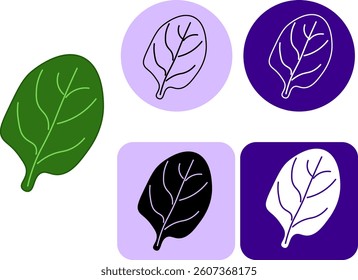 Logotipo do ícone da linha da esquerda do espinafre. Sinal de estilo linear plano vetorial para conceito móvel e web design. Ícone do vetor do contorno do espinafre. Símbolo, ilustração de logotipo. Gráficos vetoriais
