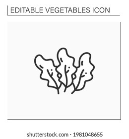 Spinach line icon. Fresh leaf vegetable. Edible plant. Vegetarian, healthy nutrition.Agriculture concept. Isolated vector illustration. Editable stroke