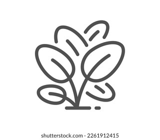 Spinach line icon. Salad leaves sign. Farm lettuce symbol. Quality design element. Linear style spinach icon. Editable stroke. Vector