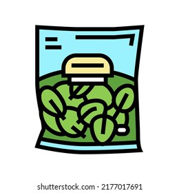 vector de icono de color de la bolsa de espinaca. signo de la bolsa de la espinaca. ilustración de símbolo aislado