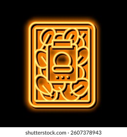 spinach in plastic box neon light sign vector. spinach in plastic box illustration