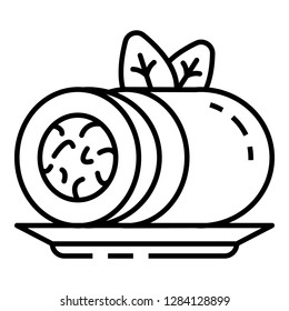 Icono de rollo de espinacas. Icono de vector de nómina de esquema para diseño web aislado en fondo blanco