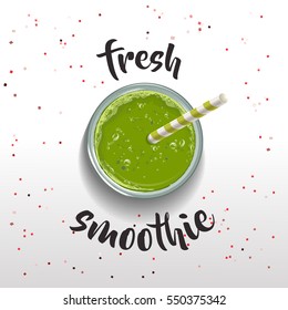 Spinach smoothie. Fresh smoothie sign.