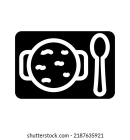 Spinatsuppe-Glyph-Symbol, Vektorgrafik. Spinatsuppe-Schild. einzelne Symbolillustration