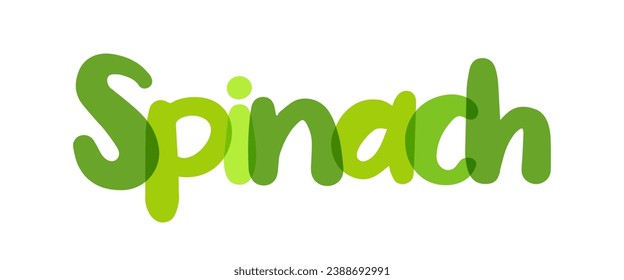 Spinach, Spinacia oleracea, Natural green tones typography background, label, sticker, text design, sign, white background, tag, transparent lettering 
