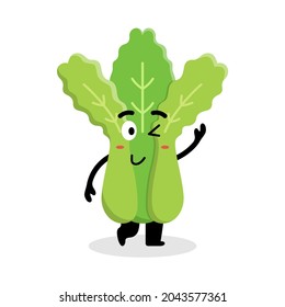 the spinach vegetable character is flashing illustration design