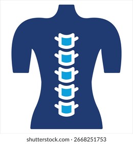 Columna vertebral plana azul icono Ilustración vectorial